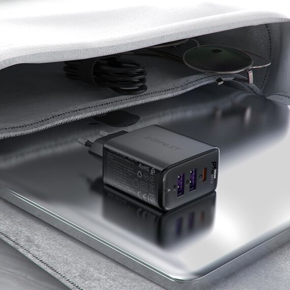 Фото 6. Сетевое зарядное устройство Acefast A57 2 USB/ Type-C QC PD35W GaN черное | Yuca.com.ua