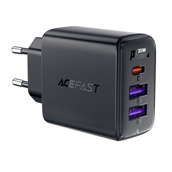 Фото 1. Сетевое зарядное устройство Acefast A57 2 USB/ Type-C QC PD35W GaN черное | Yuca.com.ua