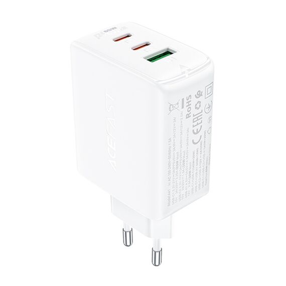 Фото 1. Мережевий зарядний пристрій Acefast A41 USB/ 2 Type-C QC PD PD65W GaN білий | Yuca.com.ua