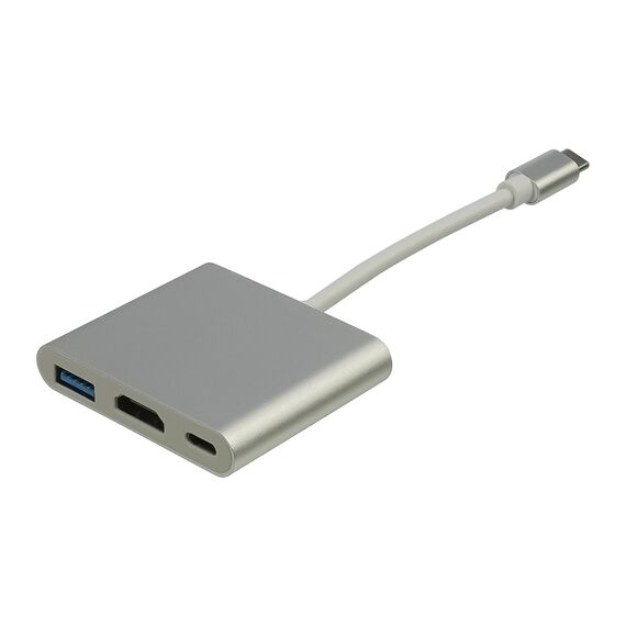 Фото 1. Мультіадаптер хаб Type-C - HDMI + USB3.0 + Type-C білий | Yuca.com.ua