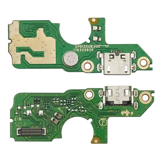 Фото 1. Роз'єм зарядки для TECNO Pop 5 (BD2) на платі з мікрофоном та компонентами | Yuca.com.ua