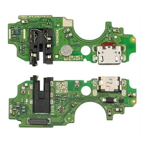 Фото 1. Роз'єм зарядки для TECNO Pop 7 (BF4) на платі з мікрофоном та компонентами | Yuca.com.ua