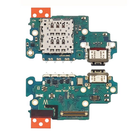 Фото 1. Роз'єм зарядки для Samsung A536 Galaxy A53 на платі з мікрофоном та компонентами | Yuca.com.ua