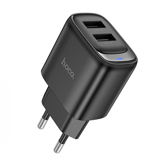 Фото 1. Мережевий зарядний пристрій Hoco C141A 2 USB black | Yuca.com.ua