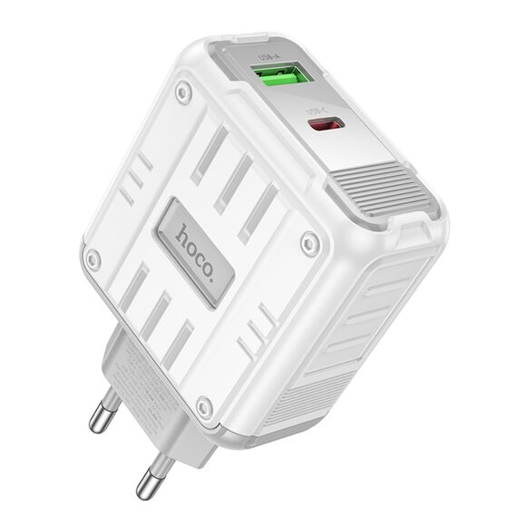 Фото 1. Мережевий зарядний пристрій Hoco C138A USB/ Type-C PD 65W white | Yuca.com.ua