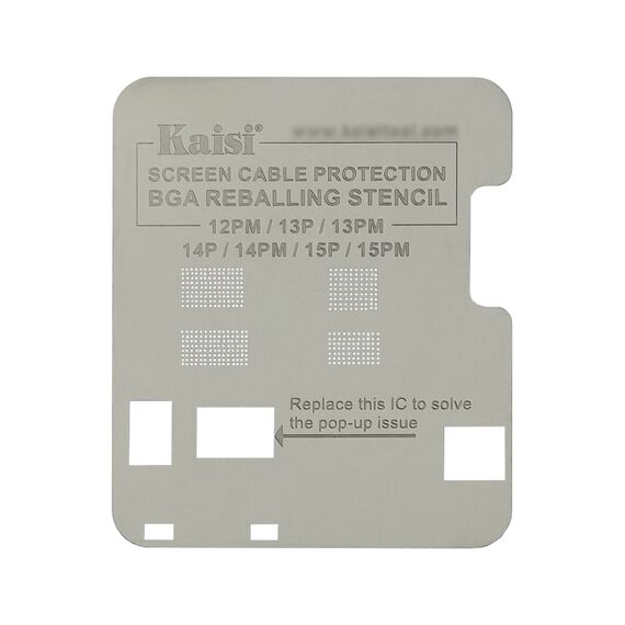 Фото 1. Трафарет BGA Kaisi для мікросхеми дисплея iPhone 12 Pro Max/ 13 Pro/ 13 Pro Max/ 14 Pro/ 14 Pro Max/ 15 Pro/ 15 Pro Max | Yuca.com.ua