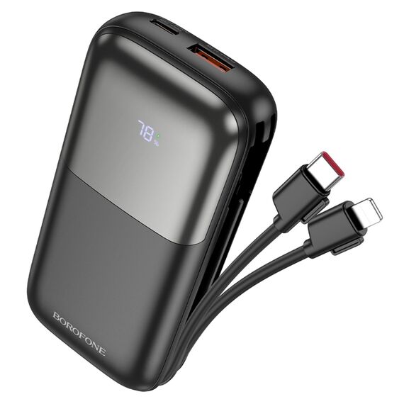 Фото 1. Power bank Borofone BJ62 10000mAh 22.5W+PD20W + кабелю 2в1 Type-C/ Lightning чорний | Yuca.com.ua