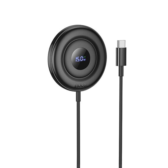 Фото 1. Бездротовий зарядний пристрій Hoco CW61 магнітний з цифровим дисплеєм black | Yuca.com.ua