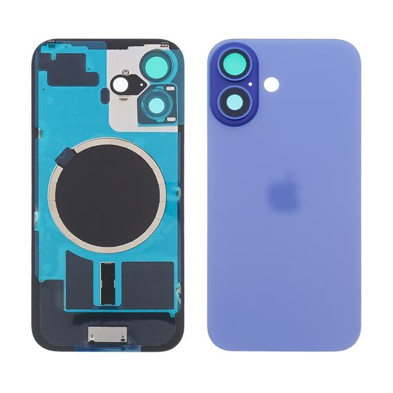 Фото 1. Заднє скло корпусу для Apple iPhone 16 Blue (синє) з рамкою та склом камери | Yuca.com.ua