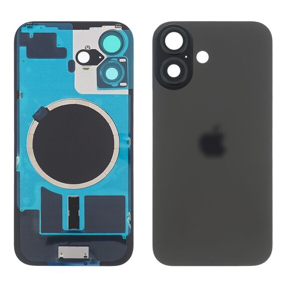 Фото 1. Заднє скло корпусу для Apple iPhone 16 Plus Black (чорне) з рамкою та склом камери | Yuca.com.ua