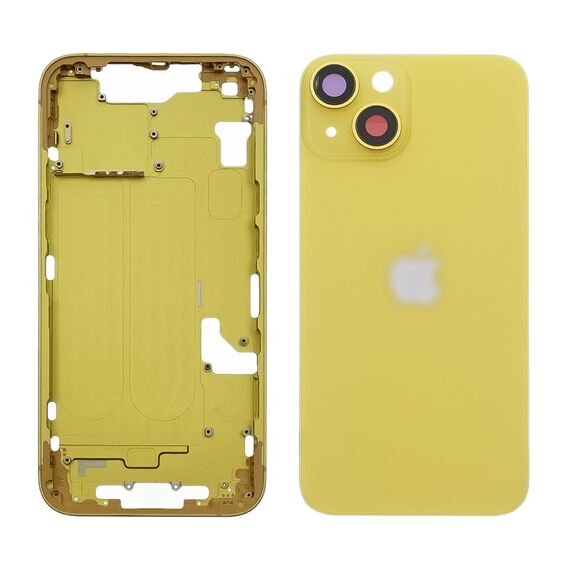 Фото 1. Корпус для Apple iPhone 14 Yellow (жовтий) із заднім склом, рамкою та склом камери | Yuca.com.ua