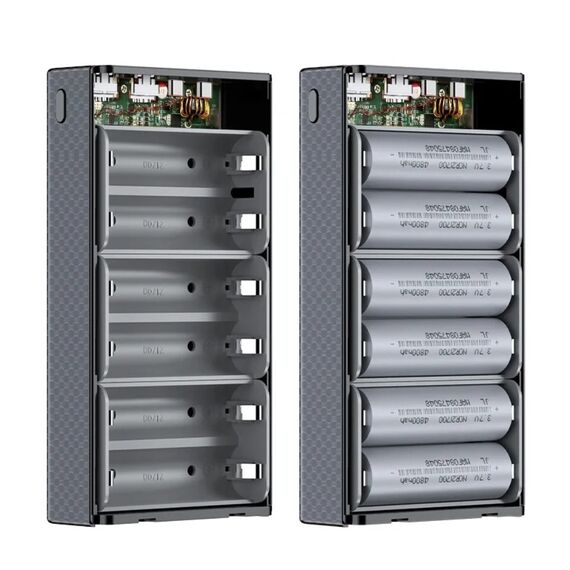 Корпус Multi-powerbank Q6, под элементы 21700 до 6 шт, 100W, черный Фото 4