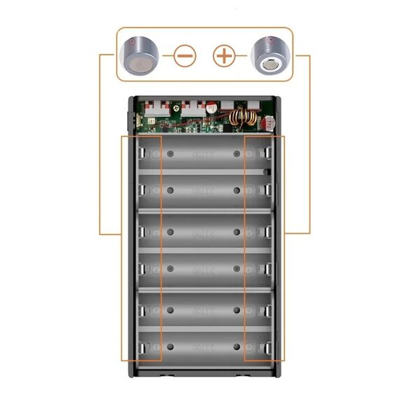 Корпус Multi-powerbank Q6, под элементы 21700 до 6 шт, 100W, черный Фото 5