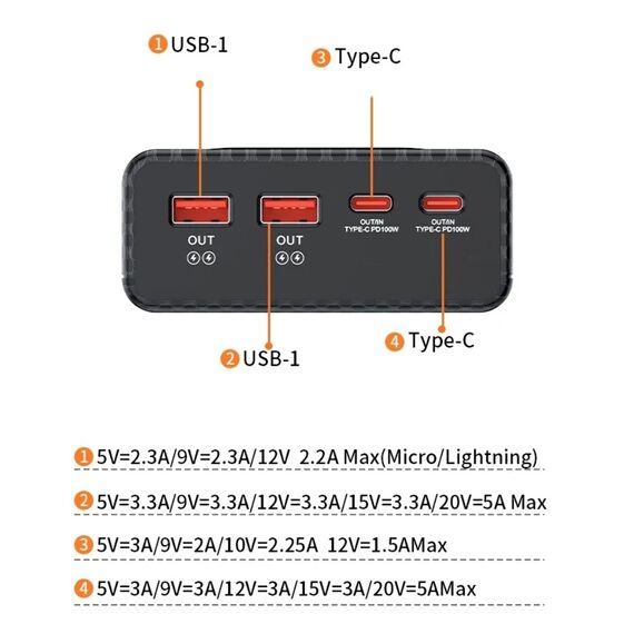 Корпус Multi-powerbank Q6, под элементы 21700 до 6 шт, 100W, черный Фото 7