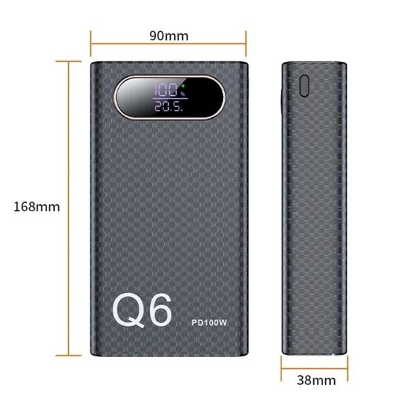 Корпус Multi-powerbank Q6, под элементы 21700 до 6 шт, 100W, черный Фото 8