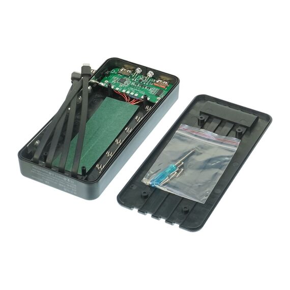 Корпус Multi-powerbank ET6, под элементы 18650 до 6 шт, 22.5W, с фонарем, черный Фото 1