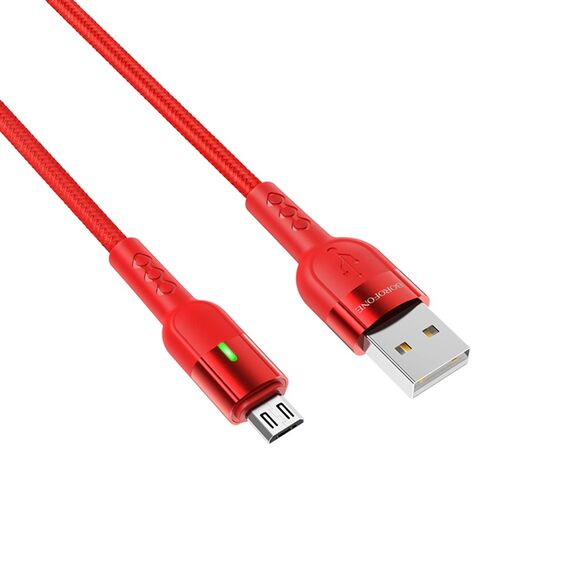 Фото 1. Кабель Borofone BU17 з індикатором USB to MicroUSB 1.2m red | Yuca.com.ua