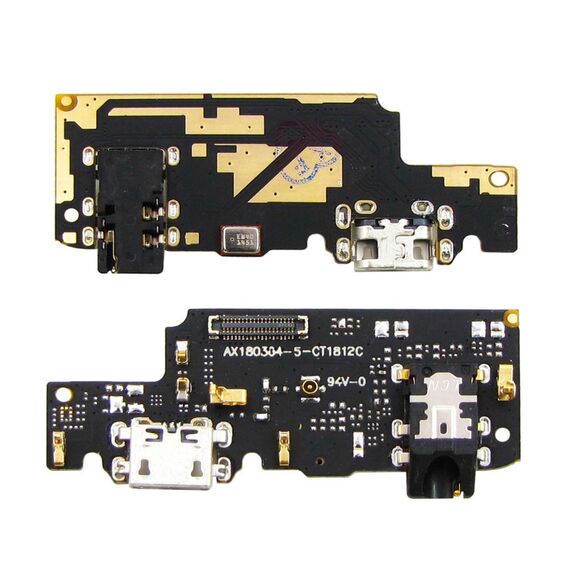 Фото 1. Роз'єм зарядки для Xiaomi Redmi Note 5 / Note 5 Pro на платі з мікрофоном і компонентами | Yuca.com.ua