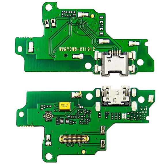 Фото 1. Роз'єм зарядки для Huawei Y5 (2019) на платі з мікрофоном і компонентами | Yuca.com.ua
