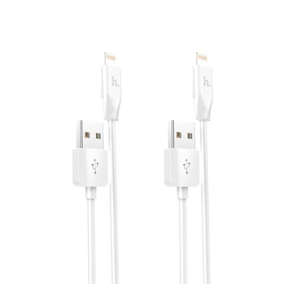 Фото 1. Кабель Hoco X1 2 кабелі USB to Lightning 1m white | Yuca.com.ua