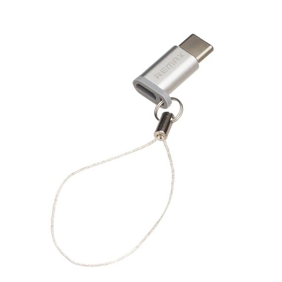 Фото 1. Адаптер перехідник Remax RA-USB1 Type-C to MicroUSB (F) сріблястий | Yuca.com.ua