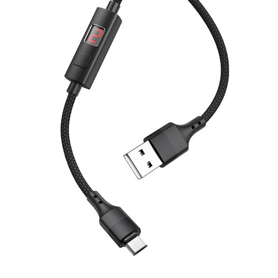 Фото 1. Кабель Hoco S13 з таймером USB to MicroUSB 1.2m black | Yuca.com.ua