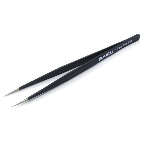Фото 1. Пінцет прямий Baku A8 SS sa U.R.ESD з чорним антистатичним покриттям | Yuca.com.ua