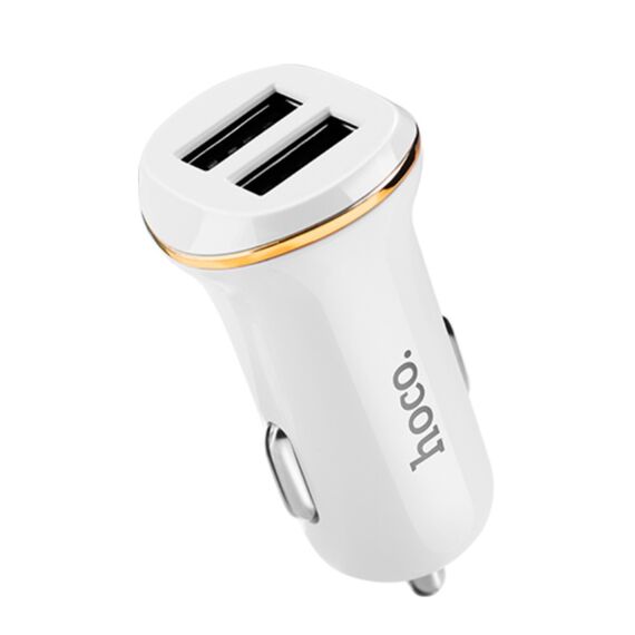 Фото 1. Автомобільний зарядний пристрій Hoco Z1 2 USB білий | Yuca.com.ua