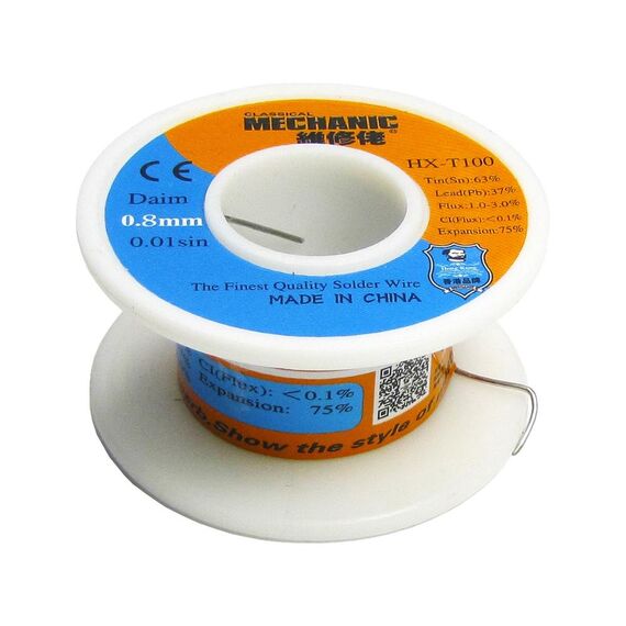 Фото 1. Припій Mechanic HX-T100 0,8мм, 55г, Sn 63%, Pb 37% | Yuca.com.ua