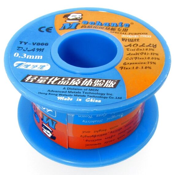 Фото 1. Припій Mechanic TY-V866 0,3мм, 40г, Sn 63%, Pb 37% | Yuca.com.ua