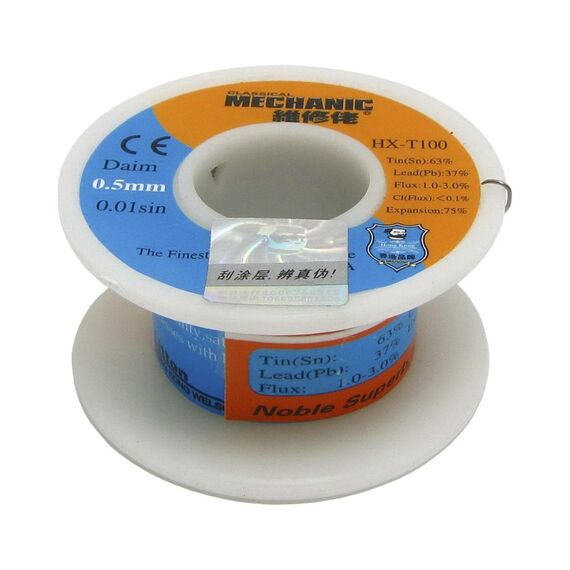 Фото 1. Припій Mechanic HX-T100 0,5мм, 55г, Sn 63%, Pb 37% | Yuca.com.ua