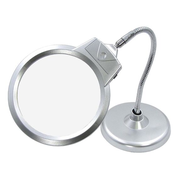 Фото 1. Лупа подвійна на гнучкій нозі з підставкою MG4B-7 з LED-підсвічуванням (велика лупа d=125мм, 2x; мала лупа d=26мм, 5x) | Yuca.com.ua