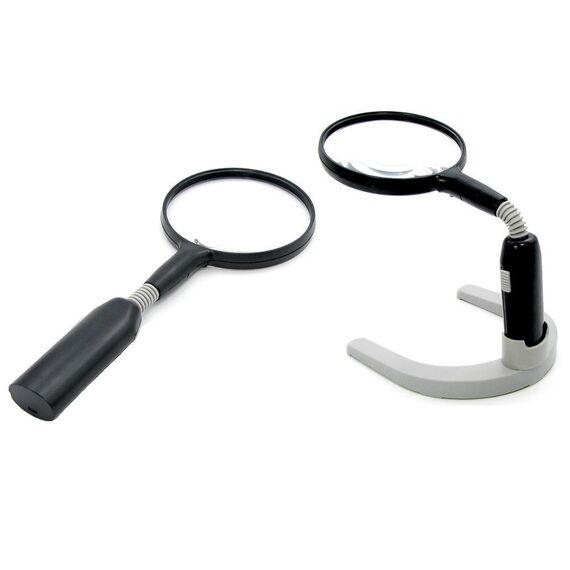 Фото 1. Лупа подвійна на знімній підставці MG83021-1 з LED-підсвічуванням (велика лупа d=105мм, 2x; мала лупа d=25мм, 4x) | Yuca.com.ua