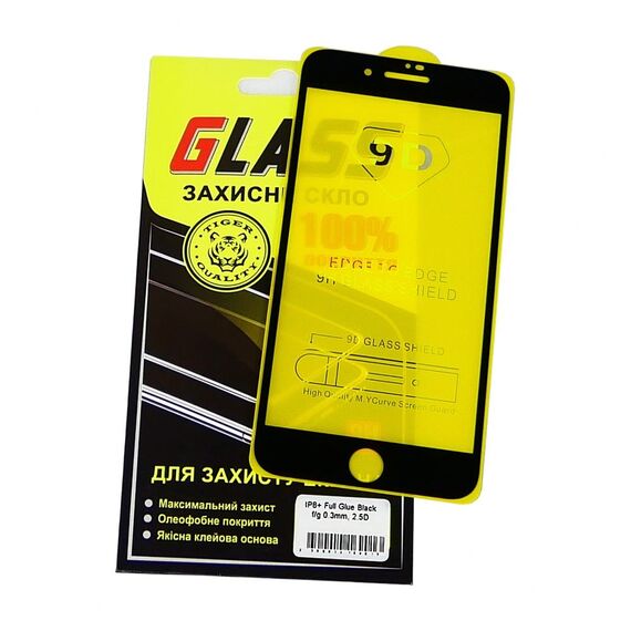 Фото 1. Захисне скло для Apple iPhone 7 Plus/ 8 Plus Full Glue (0.3 мм, 2.5D, чорне) | Yuca.com.ua