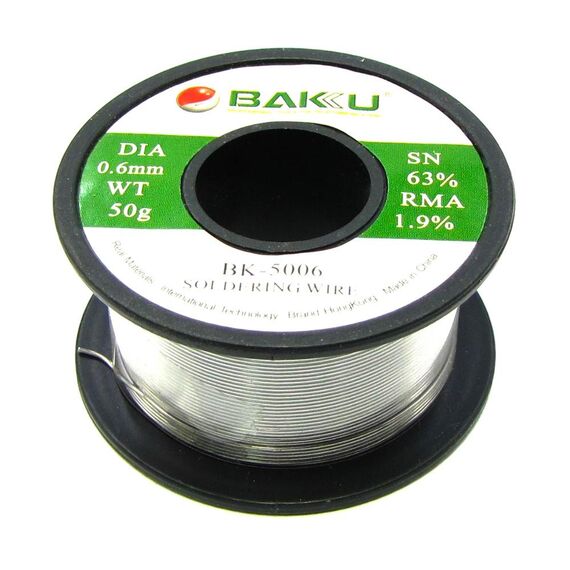 Фото 1. Припій Baku BK-5006 (0,6мм, Sn 63%, Pb 35.1%, rma 1.9%) | Yuca.com.ua