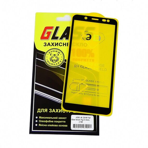 Фото 1. Захисне скло для Samsung J600 J6 (2018) Full Glue (0.3 мм, 2.5D, чорне) | Yuca.com.ua