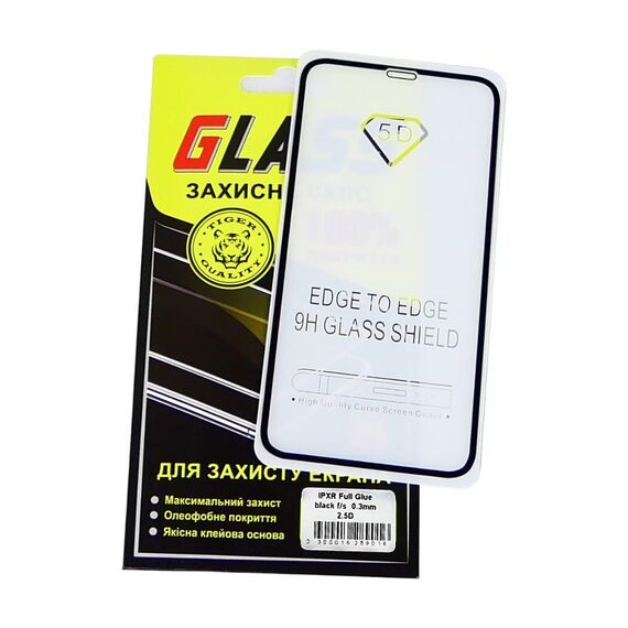 Фото 1. Захисне скло для Apple iPhone XR/ 11 Full Glue (0.3 мм, 2.5D, чорне) | Yuca.com.ua