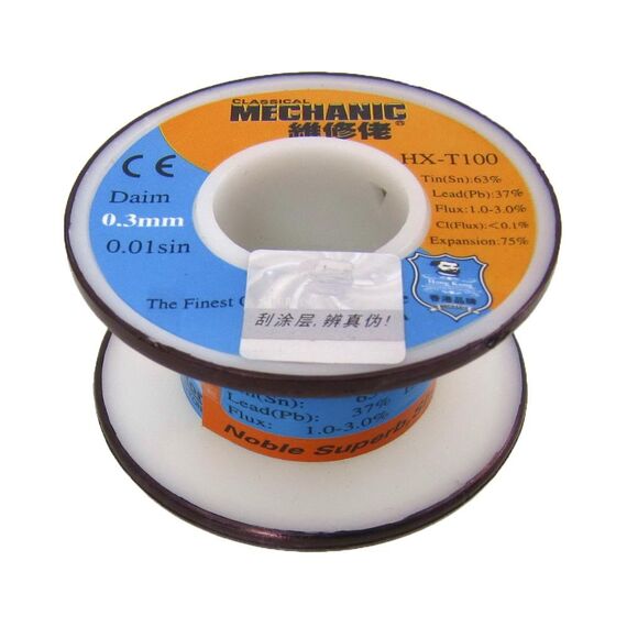 Фото 1. Припій Mechanic HX-T100 0,3мм, 55г, Sn 63%, Pb 37% | Yuca.com.ua