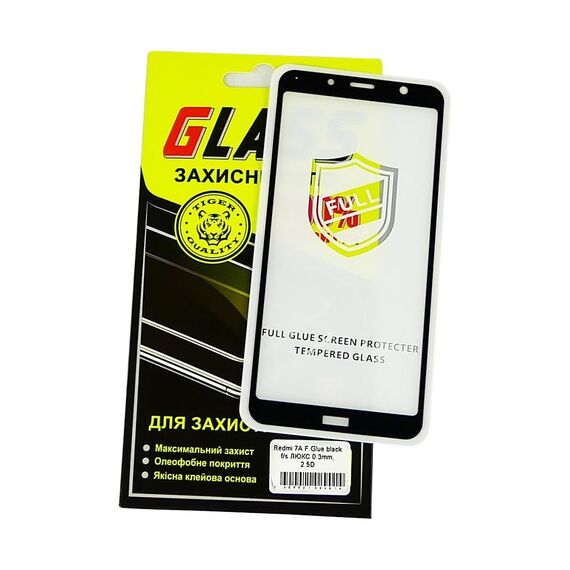 Фото 1. Захисне скло для Xiaomi Redmi 7A Full Glue (0.25 мм, 2.5D, чорне) Люкс | Yuca.com.ua