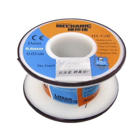 Фото 1. Припій Mechanic HX-T100 0,6мм, 55г, Sn 63%, Pb 37% | Yuca.com.ua