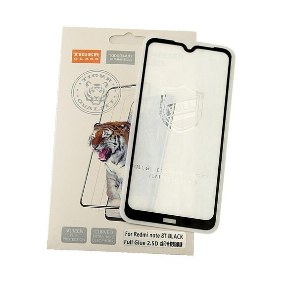 Фото 1. Захисне скло TigerGlass для Xiaomi Redmi Note 8T Full Glue (0.3 мм, 2.5D, чорне) | Yuca.com.ua