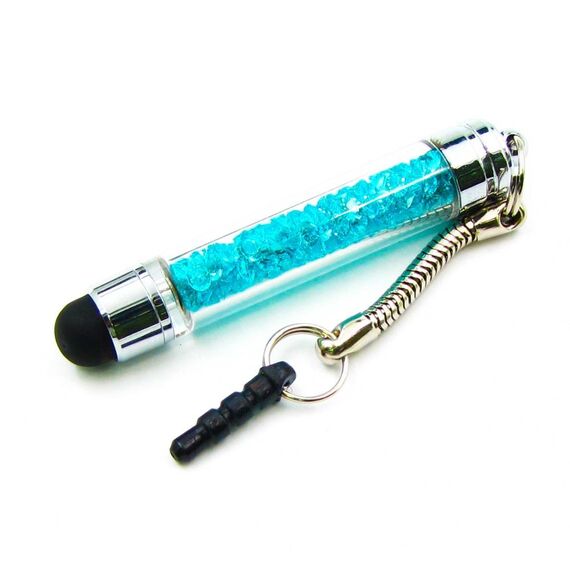 Фото 1. Стилус-брелок ємнісний, з блакитними кристалами | Yuca.com.ua