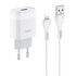 Фото 1. Мережевий зарядний пристрій Hoco C72A USB білий + кабель USB to Lightning | Yuca.com.ua